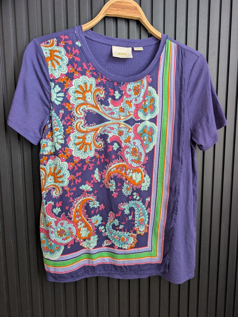 Anthropologie Maeve Purple Paisley Maddie Printed Scarf Blouse Size S